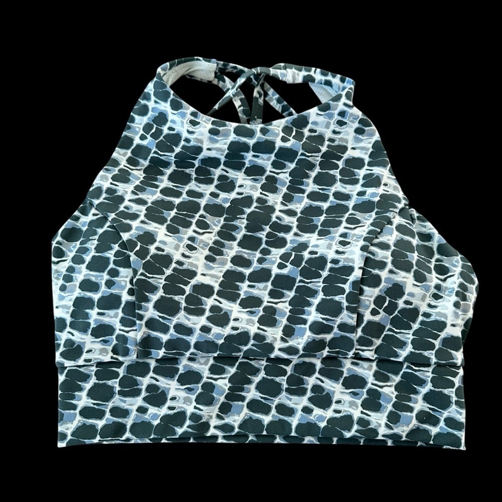 Tavi size Small Turquoise Snake Print Move Bra High Neck Strappy Workout Active